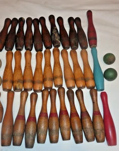 Vintage Mini Bowling Pins & Kugeln aus Holz - Bild 1 von 5