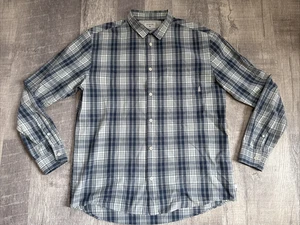 Quicksilver Shirt Mens Medium Blue Plaid Button Up Regular Fit Lightweight - Picture 1 of 10