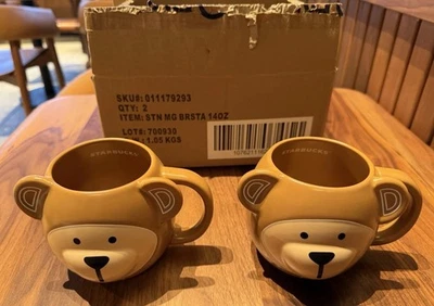 2 tazas de café de cerámica Starbucks Holiday Bearista Face 2025 con original Caja Foto 1 de 4