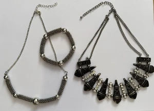 Modeschmuck Konvolut Azteken Diamanté Statement Halskette Armband Edelstahl - Bild 1 von 5