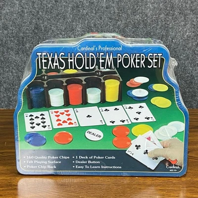 2004 Cardinal Professional Texas Hold'em Poker Set Chips Cards DLR Button SEALED - Image 1 of 4