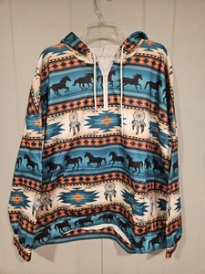 Viertel-Reißverschluss Southwestern ethnischer Druck lockere Passform Hoodie Sweatshirt 5XL gestreift  - Bild 1 von 6
