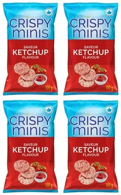 Chips de arroz integral Quaker Crispy Minis sabor ketchup, 100 g (paquete de 4) Foto 1 de 4