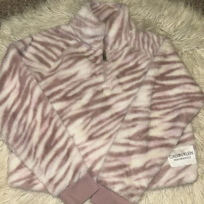 Calvin Klein Small Women’s Performance Half Zip Zebra Print Fleece Pullover - Image 1 of 4