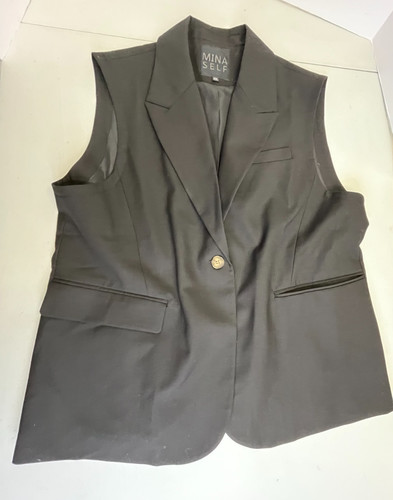 VETEMENTS Blazer nero senza maniche Mina donna XXL gilet tuta giacca formale business 2X