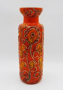 Mid Century WEST GERMANY - BAY KERAMIK VASE Orange & Yellow Glaze 72-25 Exc - Picture 1 of 12