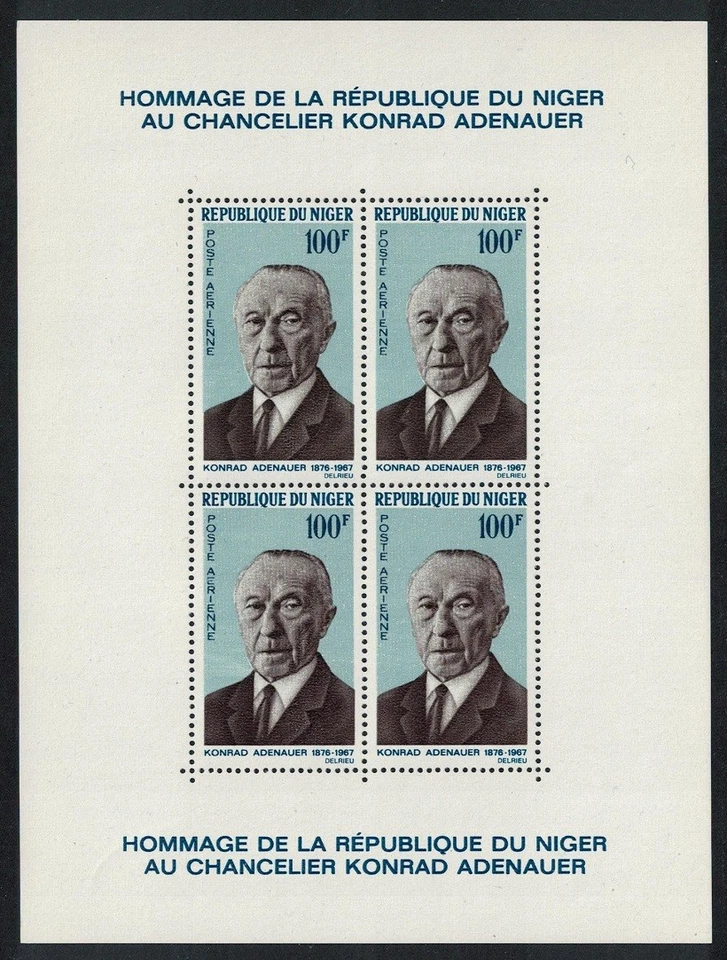 Niger Konrad Adenauer Commemoration MS 1967 MNH SG#MS269 — 第 1/1 张图片