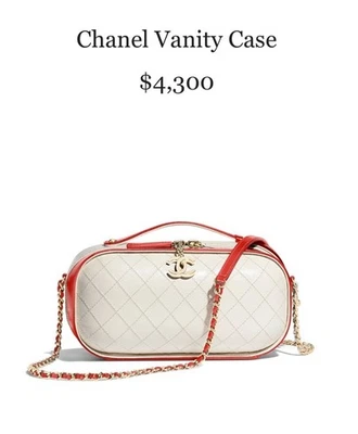 Bolso Chanel Vanity con asa superior de cuero piel de cordero arrugada rojo blanco $4300 pasarela Foto 1 de 4