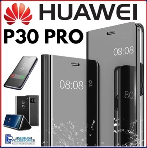 Pour HUAWEI P30 PRO HOUSSE ETUI COQUE NOIR RABAT MIROIR CLEAR VIEW FLIP CASE - Photo 1 sur 10
