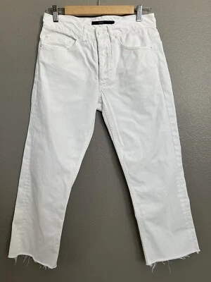 Pantalones de mezclilla Marc Jacobs blancos pierna recta dobladillo crudo tiro medio talla 30X34 para mujer RARO Foto 1 de 4