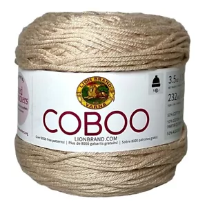 Lion Brand Yarn Coboo “Tan” 3.5oz Beige Cake, Cotton & Rayon NEW - Picture 1 of 3