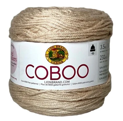 Lion Brand Hilo Coboo “Tan” 3.5oz Beige Pastel, Algodón y Rayón NUEVO Foto 1 de 3