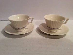 SET of (2) VINTAGE LENOX "PRISCILLA" PORCELAIN COFFEE CUPS AND SAUCERS - Picture 1 of 9