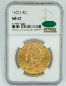 1902-S NGC & CAC MS62 $20 Gold Liberty Double Eagle - Picture 1 of 3