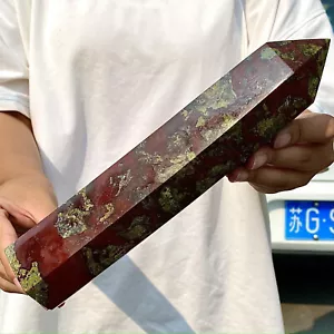 2.64LB Natural Dragon Blood Stone Hexagonal point Column/Meditation Stone - Picture 1 of 11