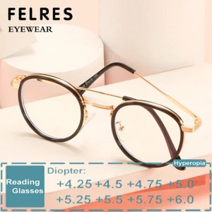Hombres Mujeres Gafas de lectura redondas de metal Gafas presbicias de alta resistencia +4,0 +4,5 - Imagen 1 de 22