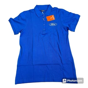 Ford Motor Logo Embroidered Women’s Blue Polo Shirt Sz M NWT - Picture 1 of 11