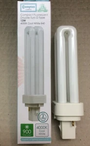 13W 2 PIN COMPACT FLUORESCENT D TYPE LAMP G24D-1 840 ( COOL WHITE ) 4000K X 1 - Picture 1 of 6