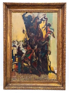 1959 FIGURINA AMERICANA ELENCATA ANTHONY TONEY FIRMATA ORIGINALE ASTRATTA INCORNICIATA O/C - Foto 1 di 8