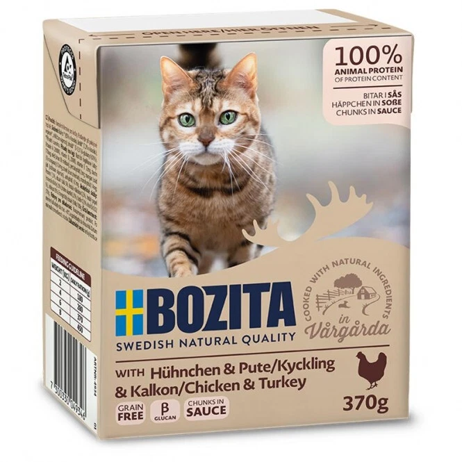 Bozita Cat Tetra Recard Häppchen in Soße Huhn & Pute 6 x 370g (EUR 8,96 / kg) - Bild 1 von 1