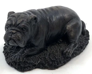 Vintage 3" AM Cast Bronze Brass Metal Mini English Bulldogs Laying Figurine  - Picture 1 of 7