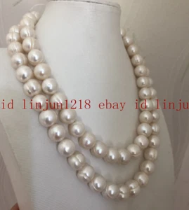 Gorgeous 9-10mm South Sea White Baroque Cultured Pearl Necklace 36" - Picture 1 of 4
