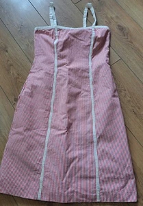 Lk bennett sweetheart neck strappy striped short fitted dress womens size 10 - Picture 1 of 9
