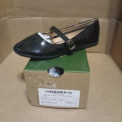 NOVO UTOPIA POR NOVA CALÇADO Vestido CRIANÇA PRETO PATENTE FIVELA SAPATOS TAMANHO 1 Presente - Imagem 1 de 4