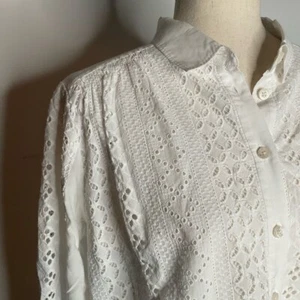 Thakoon weiß Ösen Spitze Kragen Knopfleiste Langarm Tunika Minikleid Gr. 4 - Bild 1 von 9