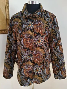 Harve Benard by Benard Holtzman Womens Quilted Paisley Jacket Coat Size M EUC - Picture 1 of 11