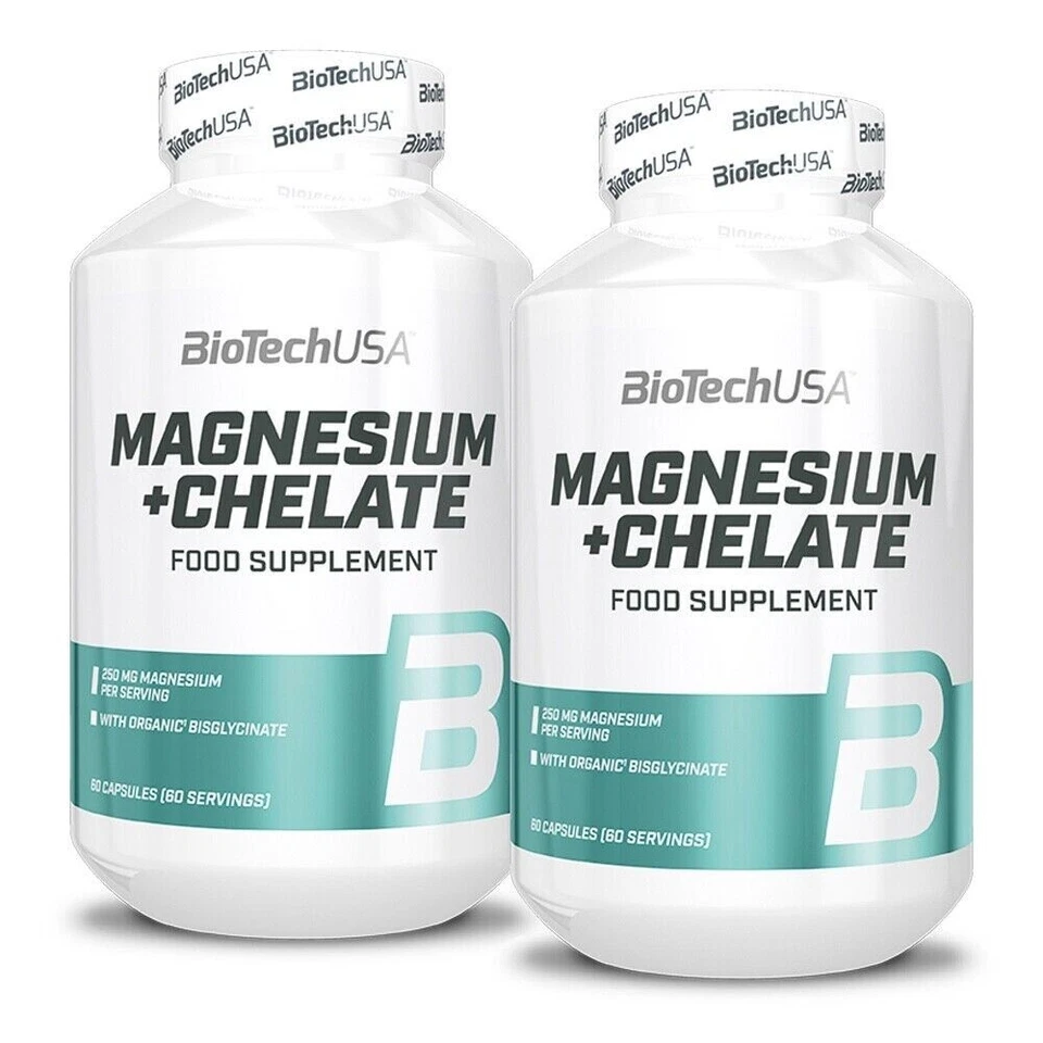 BioTech USA Magnesium + Chelate 2x60 Kapseln - Vitalstoff - Regeneration