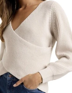 FOREVER NEW Bone Beige Ettie Wrap Knit Jumper Bone Beige, Size M, suit 12/14 - Picture 1 of 12