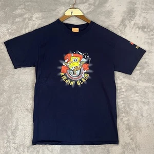 Camiseta vintage 2003 Bob Esponja para hombre talla mediana texturizada rota "vidrio" azul marino - Imagen 1 de 14