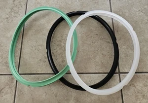 Silicone Sealing Rings for 6 qt Instant Pot BPA-Free (3-Pack) White/Black/Green - Picture 1 of 2