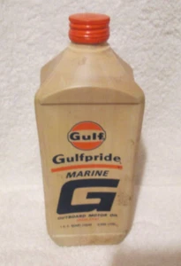 Vintage Gulfpride Marine G Outboard Motor Oil PLASTIC quart full rare boat - Picture 1 of 4
