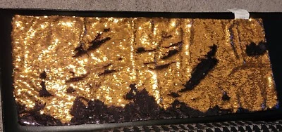 MELODY MERMAID SEQUIN TABLE DECOR 14"x36" REVERSIBLE BURNT ORANGE/BLACK PARTY - Image 1 of 4