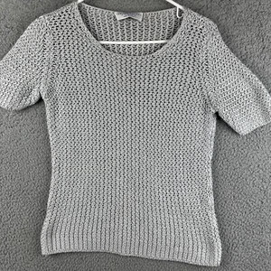 Fabiana Filippi Sweater Womens Medium Gray Open Knit Pullover Short Sleeve Italy - Picture 1 of 7