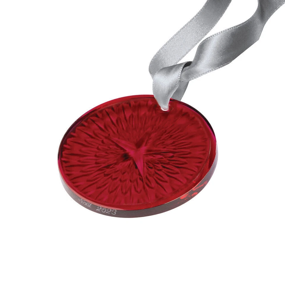 LALIQUE CRYSTAL 2023 PLUMES ANNUAL XMAS ORNAMENT ROUGE RED #10789800 STAR