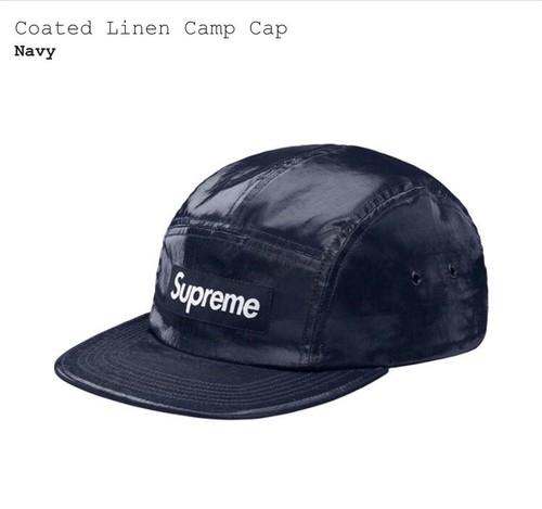 Nuovissimo Autentico Supreme Coated Linen Camp Cap Navy Box Logo BOGO Blu SS18