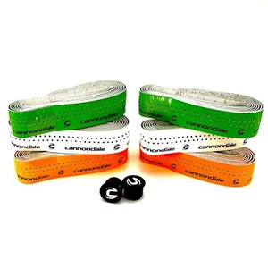Cannondale Road Bike Handlebar Bar Tape Green/White/Neon Orange with end Caps - Picture 1 of 4