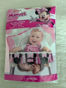 Minnie Mouse High Chair Banner - First Birthday Sign - Disney - Pink - BRAND NEW - Picture 1 of 2