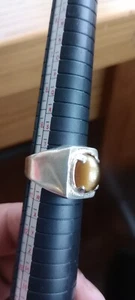Anillo de piedras preciosas ojos de tigre para hombre hecho a mano plata - Imagen 1 de 12