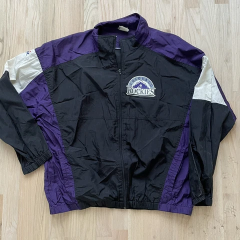 Men's Vintage 90s Apex One Colorado Rockies Purple Black Windbreaker Jacket Sz L Cover
