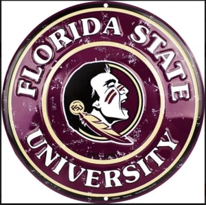 Florida State University Seminoles 12” Round Aluminum Sign - Picture 1 of 2