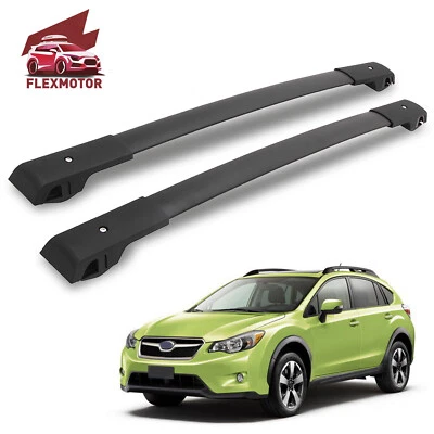 2 barras transversales negras aptas para portaequipajes de techo Subaru XV Crosstrek 2018-2023  Foto 1 de 4