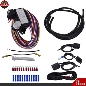 For Chevy Ford Street Rods 14 Fuse Universal 12 Circuit Wire Wiring Harness Kit - Picture 1 of 9