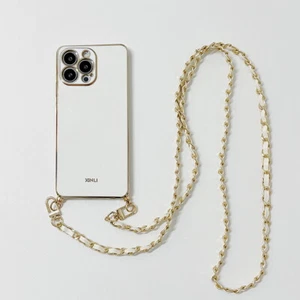 Hülle für iPhone 14 13 12 Pro Max 11 XR XS 8 Plating Lanyard Kette Silikonhülle - Bild 1 von 19