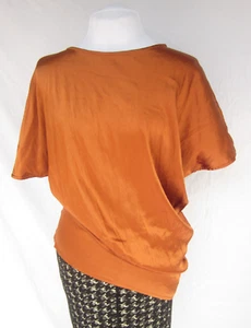 Ann Demeulemeester M copper silk asymmetric tunic top tie it or not! DE 38 - Picture 1 of 10