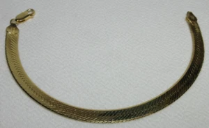 HERRINGBONE GOLD OVER STERLING SILVER BRACELET MBC ITALY 8 INCH #4 - Picture 1 of 12