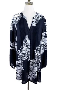 New Melissa McCarthy Seven7 Tunic Plus Size 2X Black White Jaguar Lying on Car - Picture 1 of 10